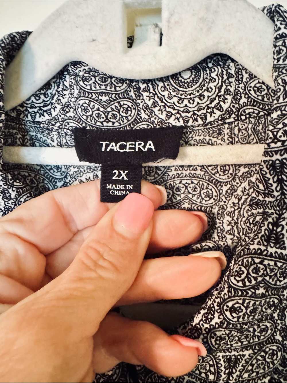 tacera black white geometric shirt dress roll tab sleeve collared size 2x - Picture 6 of 9